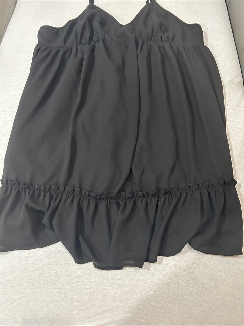 SHEIN Black Spaghetti Strap Ruffle-Hem Mini Dress Sz 2XL - Picture 3 of 7
